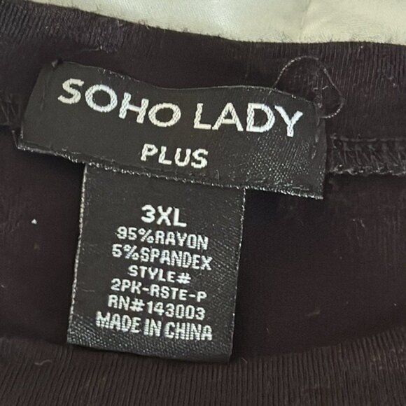 Soho Lady Plus Soft Black 3XL Short Sleeve Plus Size Tee - Picture 2 of 3